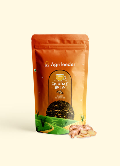 Agrifeeder Lemongrass herbal Tea-Ginger Flavour, Immunity Booster, Tea Bag, 50grm Pouch