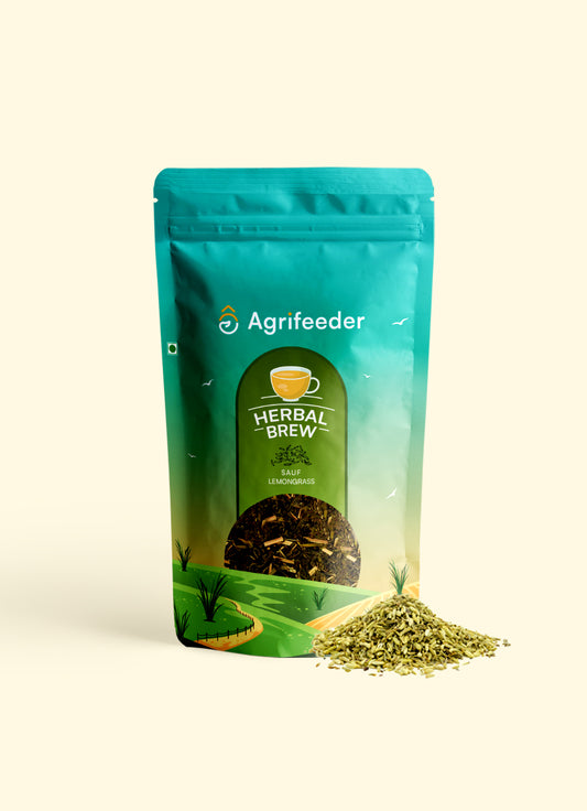 Agrifeeder Lemongrass herbal Tea-Sauf Flavour, Immunity Booster, Tea Bag, 50grm Pouch