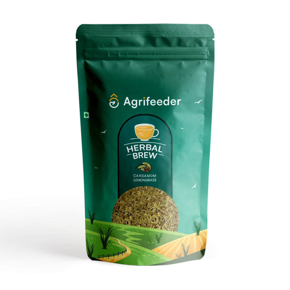 Agrifeeder Lemongrass herbal Tea-Cardamom Flavour, Immunity Booster, Tea Bag, 50grm Pouch