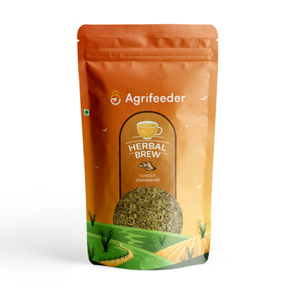 Agrifeeder Lemongrass herbal Tea-Ginger Flavour, Immunity Booster, Tea Bag, 50grm Pouch