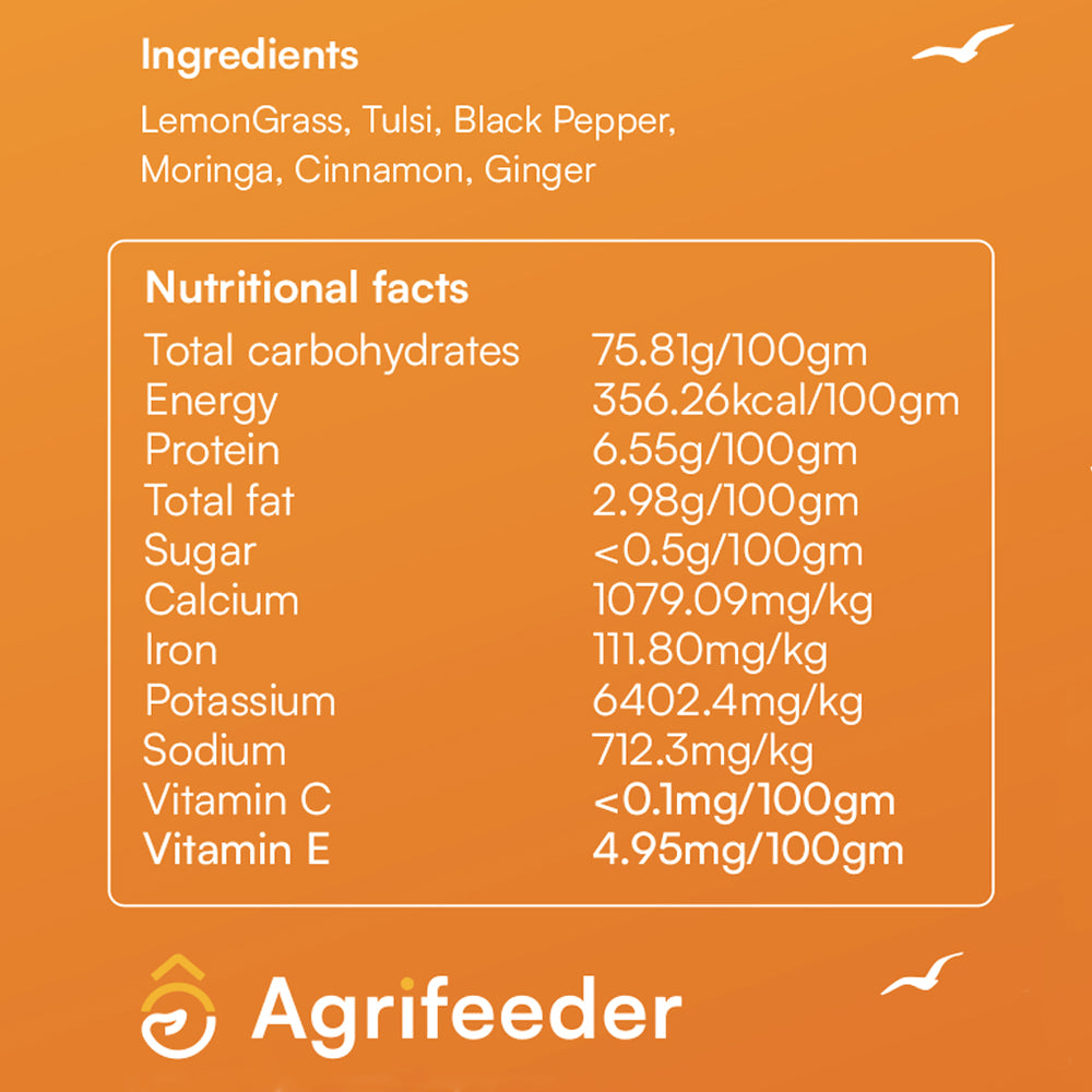 Agrifeeder Lemongrass herbal Tea-Ginger Flavour, Immunity Booster, Tea Bag, 50grm Pouch