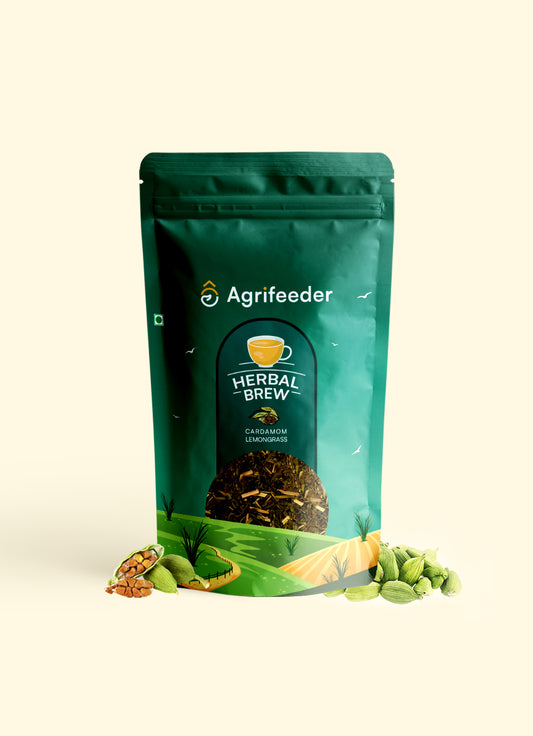 Agrifeeder Lemongrass herbal Tea-Cardamom Flavour, Immunity Booster, Tea Bag, 50grm Pouch